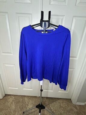 89th & Madison Vibrant Royal Blue Decorative Long-Sleeve Knit Top